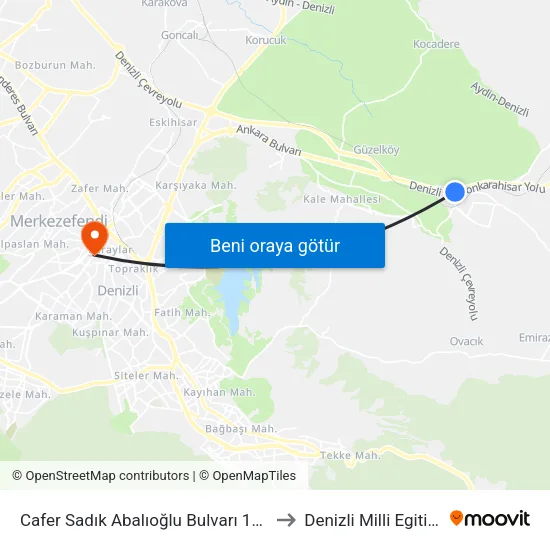 Cafer Sadık Abalıoğlu Bulvarı 183 Sokak Girişi - 1534 to Denizli Milli Egitim M?d?rl?g? map