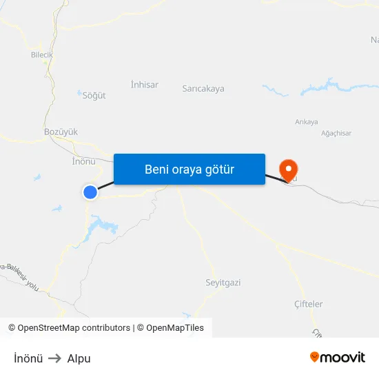 İnönü to Alpu map
