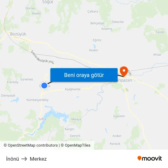 İnönü to Merkez map