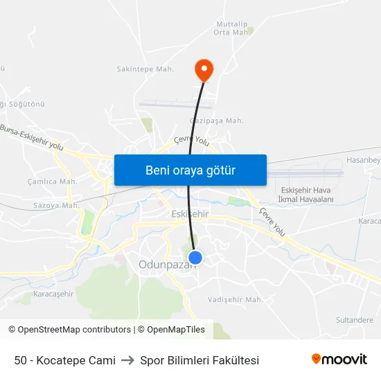 50 - Kocatepe Cami to Spor Bilimleri Fakültesi map