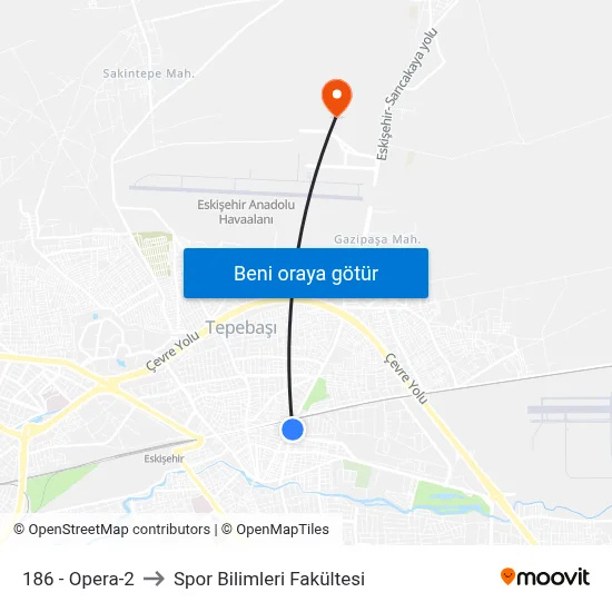 186 - Opera-2 to Spor Bilimleri Fakültesi map