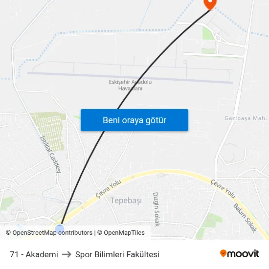 71 - Akademi to Spor Bilimleri Fakültesi map