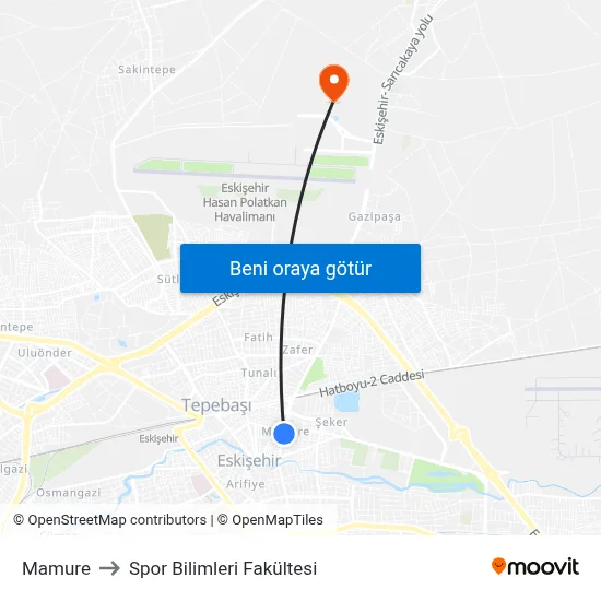 Mamure to Spor Bilimleri Fakültesi map