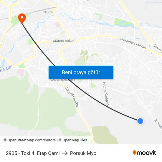 2905 - Toki 4. Etap Cami to Porsuk Myo map