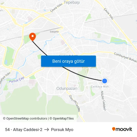 54 - Altay Caddesi-2 to Porsuk Myo map