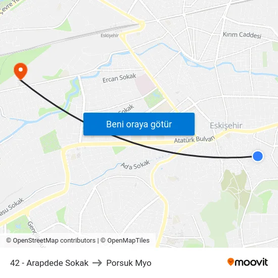 42 - Arapdede Sokak to Porsuk Myo map