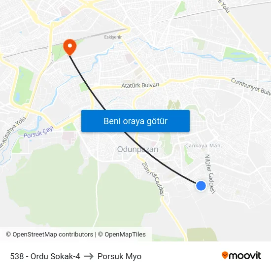538 - Ordu Sokak-4 to Porsuk Myo map