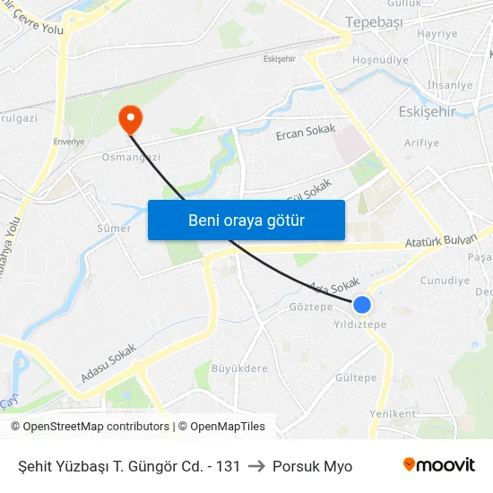 131 - Kaleli Sokak-2 to Porsuk Myo map