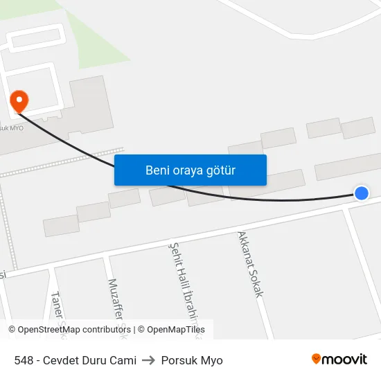 548 - Cevdet Duru Cami to Porsuk Myo map