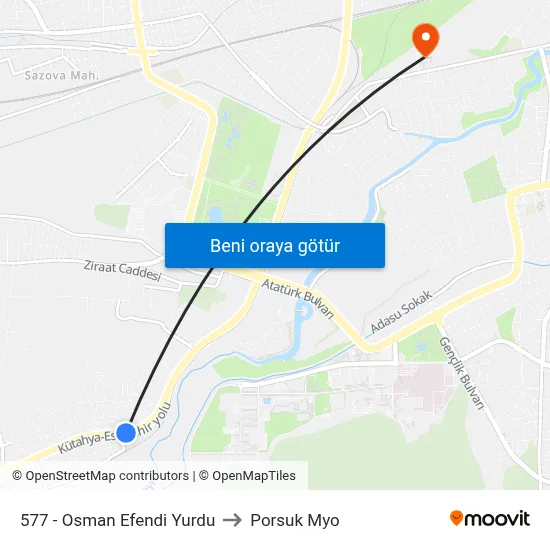 577 - Osman Efendi Yurdu to Porsuk Myo map