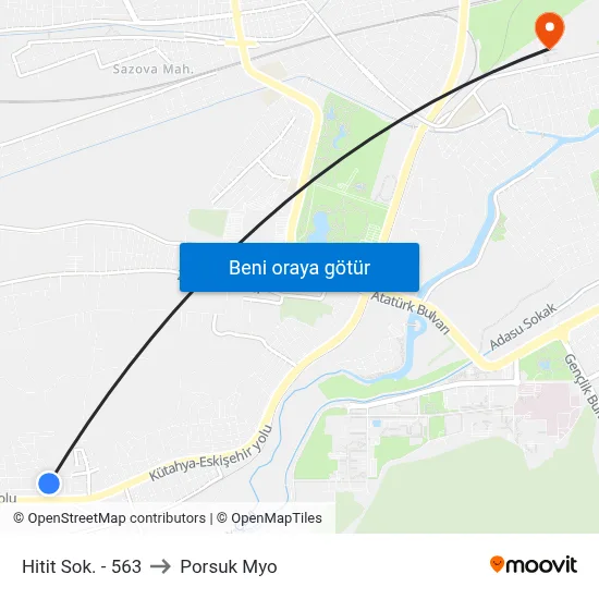 Hitit Sok. - 563 to Porsuk Myo map