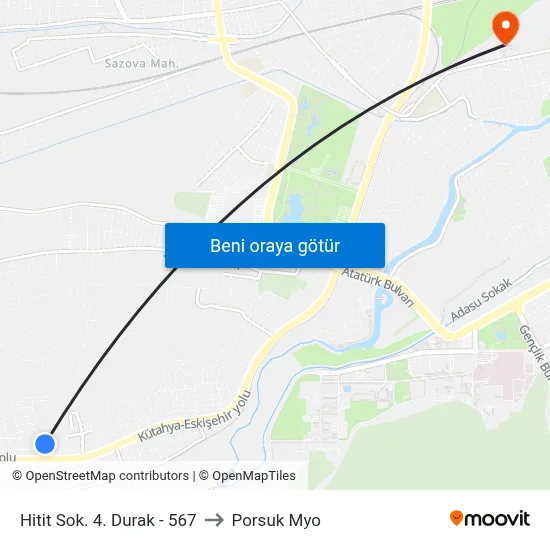 Hitit Sok. 4. Durak - 567 to Porsuk Myo map