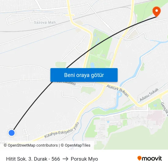 Hitit Sok. 3. Durak - 566 to Porsuk Myo map