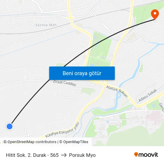 Hitit Sok. 2. Durak - 565 to Porsuk Myo map