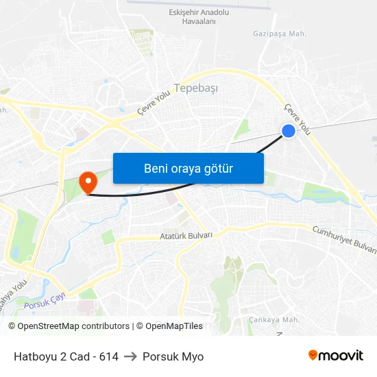 Hatboyu 2 Cad - 614 to Porsuk Myo map