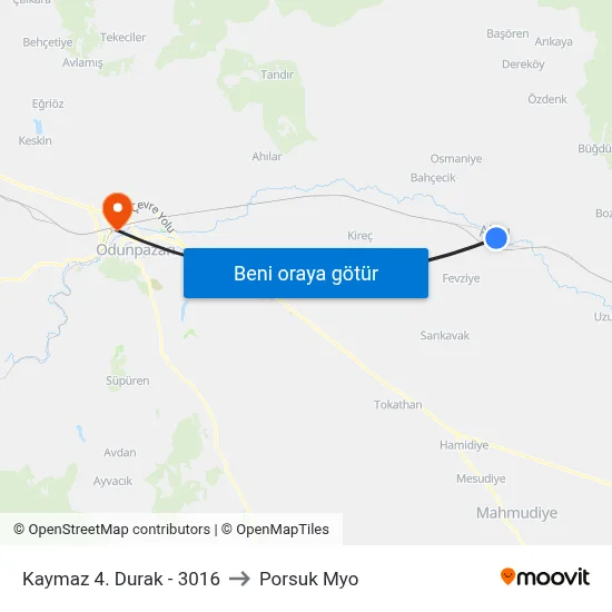 Kaymaz 4. Durak - 3016 to Porsuk Myo map