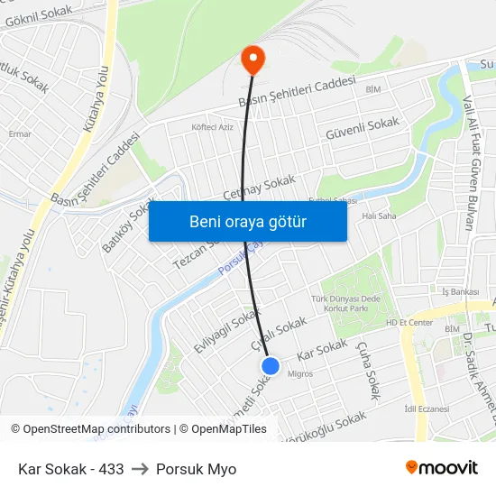 Kar Sokak - 433 to Porsuk Myo map