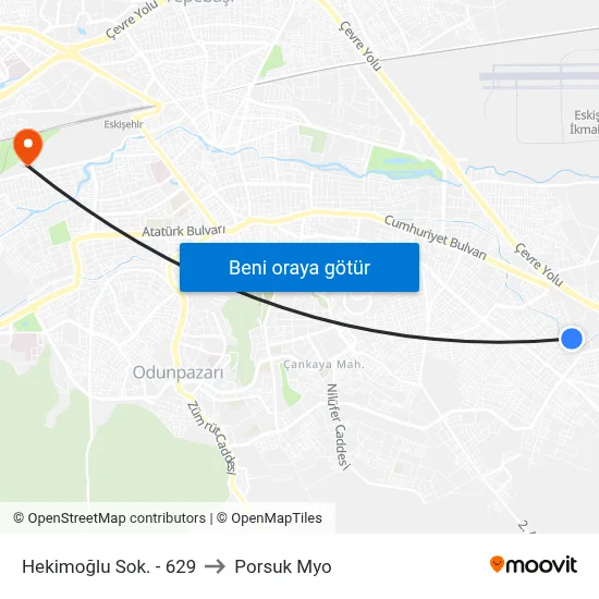 Hekimoğlu Sok. - 629 to Porsuk Myo map