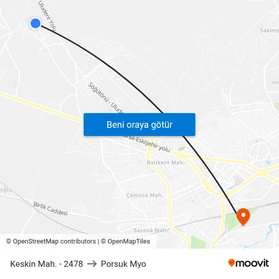 Keskin Mah. - 2478 to Porsuk Myo map
