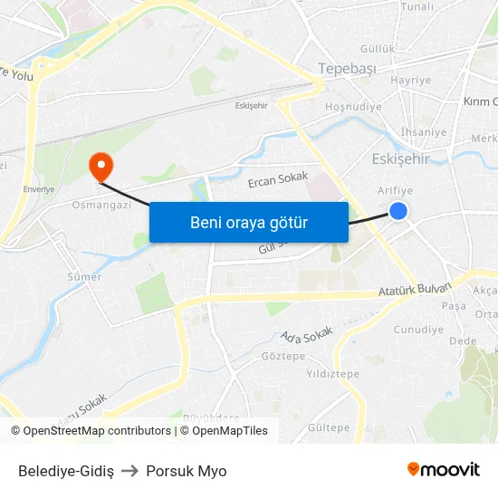 Belediye to Porsuk Myo map