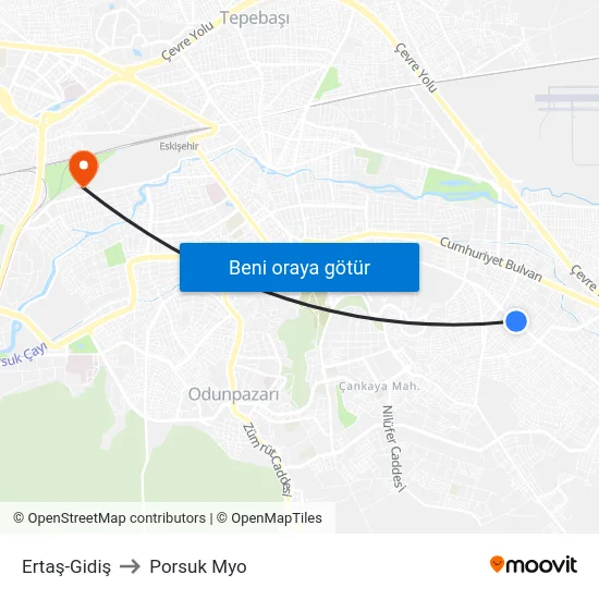 Ertaş-Gidiş to Porsuk Myo map
