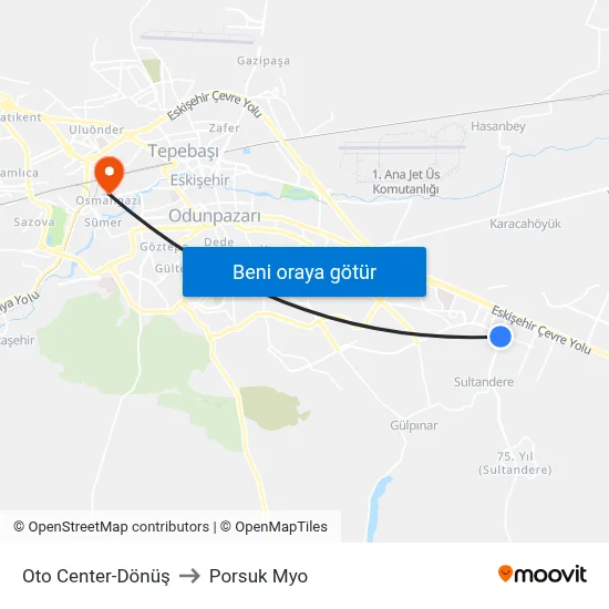 Oto Center to Porsuk Myo map