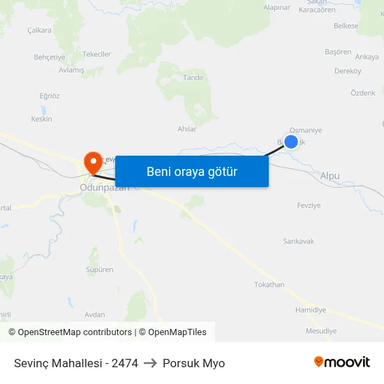 Sevinç Mahallesi - 2474 to Porsuk Myo map