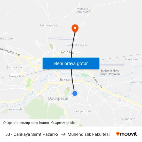 53 - Çankaya Semt Pazarı-2 to Mühendislik Fakültesi map