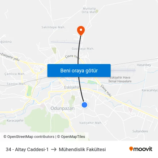 34 - Altay Caddesi-1 to Mühendislik Fakültesi map