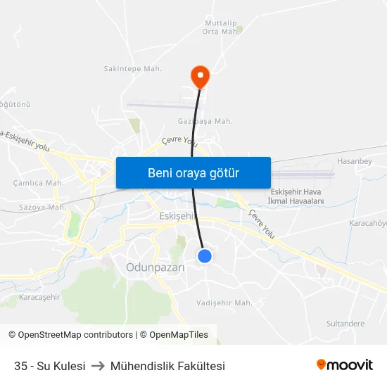 35 - Su Kulesi to Mühendislik Fakültesi map