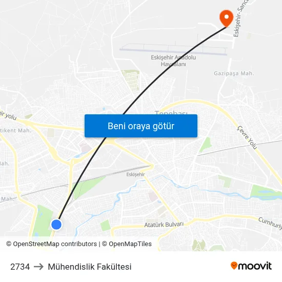 2734 to Mühendislik Fakültesi map