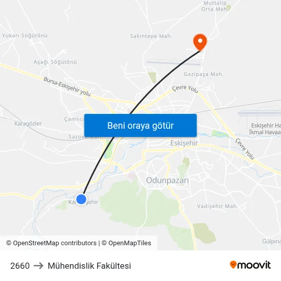 2660 to Mühendislik Fakültesi map