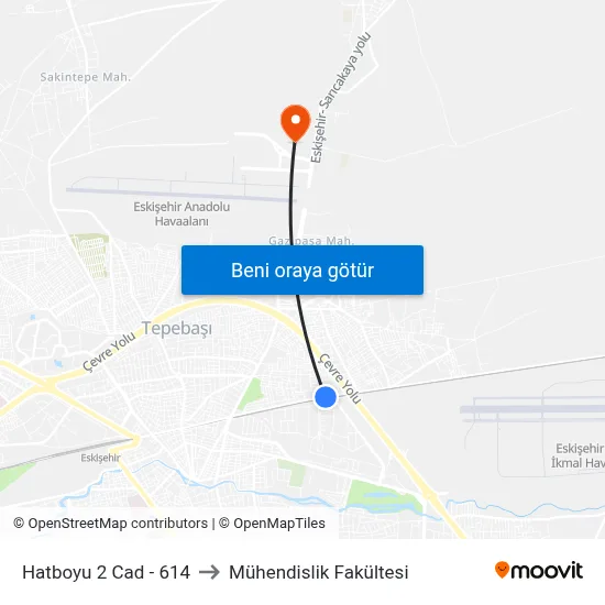Hatboyu 2 Cad - 614 to Mühendislik Fakültesi map