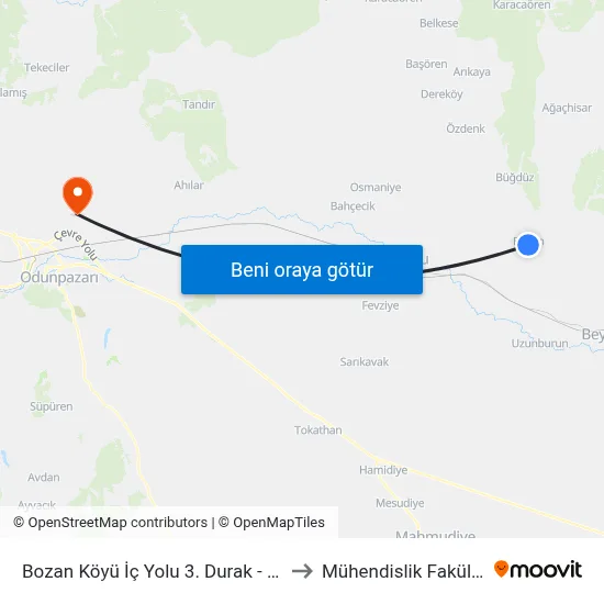 3038 - Bozan-6 to Mühendislik Fakültesi map