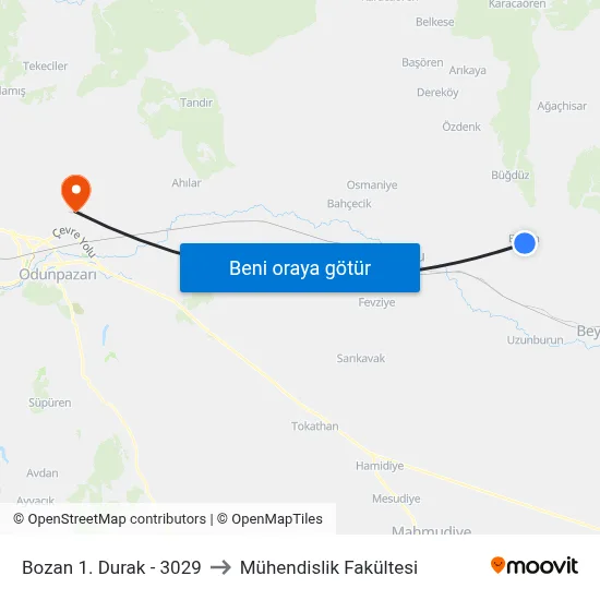 3029 - Bozan-1 to Mühendislik Fakültesi map