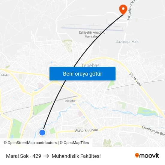 Maral Sok - 429 to Mühendislik Fakültesi map