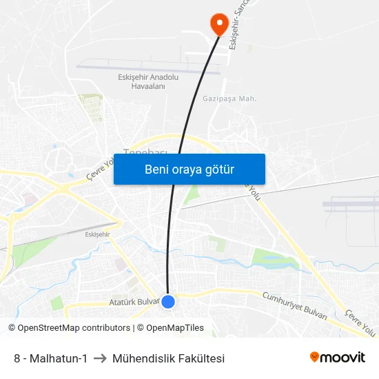 8 - Malhatun-1 to Mühendislik Fakültesi map