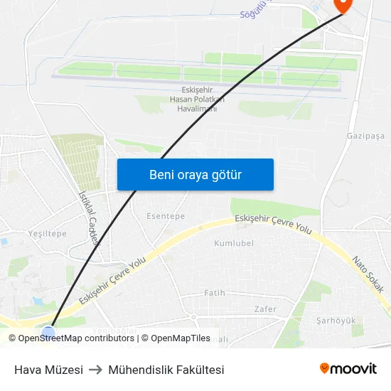 Hava Müzesi to Mühendislik Fakültesi map