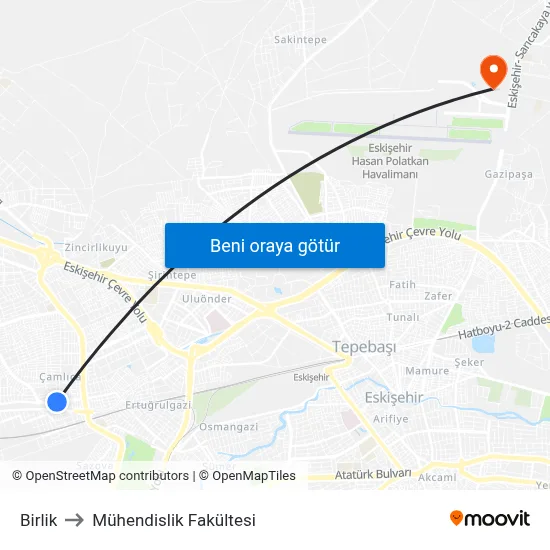 Birlik to Mühendislik Fakültesi map