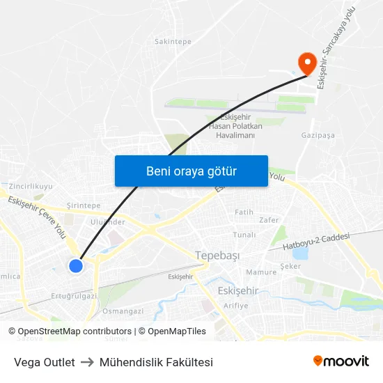 Vega Outlet to Mühendislik Fakültesi map