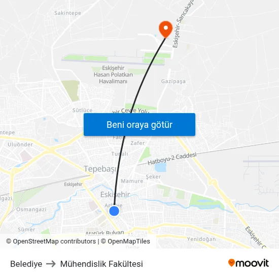 Belediye to Mühendislik Fakültesi map