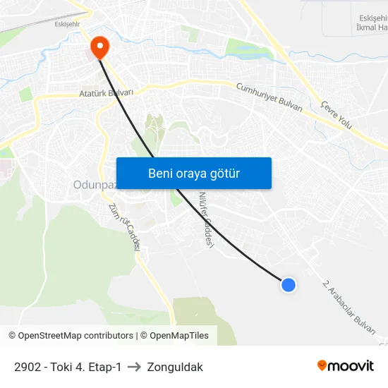 2902 - Toki 4. Etap-1 to Zonguldak map