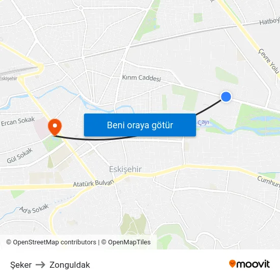 Şeker to Zonguldak map