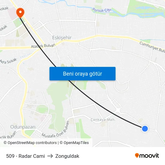 509 - Radar Cami to Zonguldak map