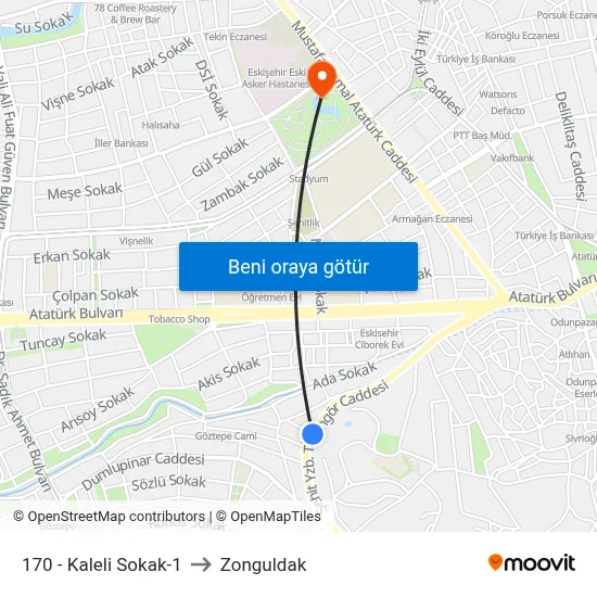 170 - Kaleli Sokak-1 to Zonguldak map