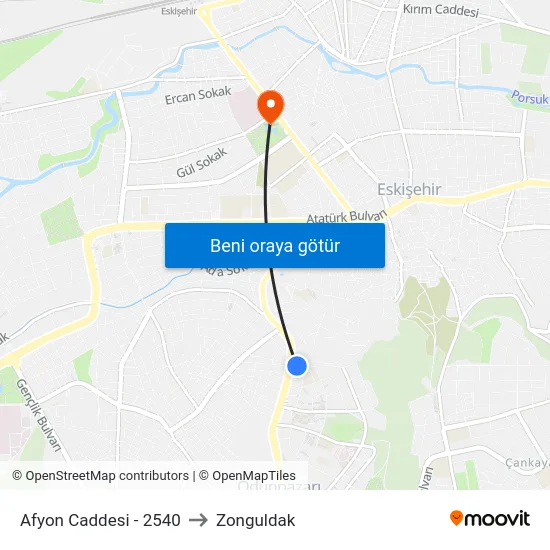 Afyon Caddesi - 2540 to Zonguldak map