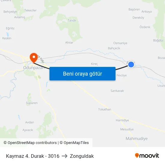 Kaymaz 4. Durak - 3016 to Zonguldak map