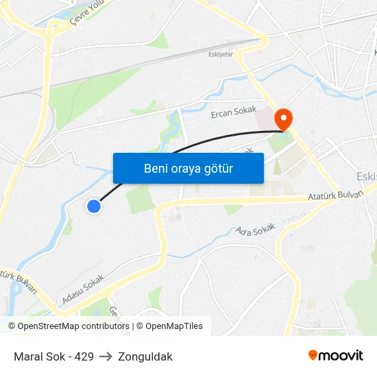 Maral Sok - 429 to Zonguldak map