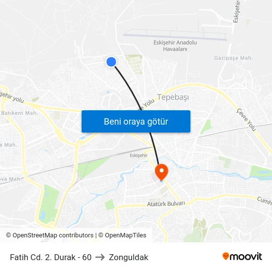 Fatih Cd. 2. Durak - 60 to Zonguldak map
