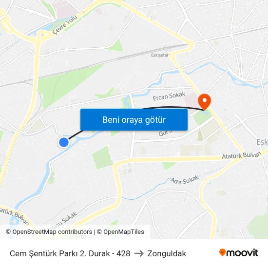 Cem Şentürk Parkı 2. Durak - 428 to Zonguldak map